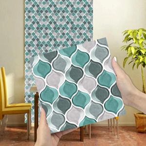 Pegatinas de pared 10 unids Azulejo Autoadhesivo Efecto de textura 3D PVC Sala de estar Decoración Calcomanías Embellecer Comedor Cocina Arte