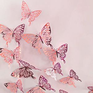 Muurstickers 12 stuks Set 3D-muurstickers Holle vlinder voor kinderen Kamers Thuis Muurdecoratie DIY Mariposas Koelkaststickers Kamerdecoratie 231009