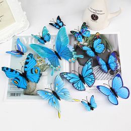 Pegatinas de pared 12 piezas de mariposas 3D hermosas calcomanías para salón decoración del hogar Diy 230829