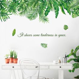 Pegatinas de pared 125 * 77 cm planta tropical papel tapiz de hoja verde para sala de estar dormitorio sofá decoración de pared PVC vinilo decoración de pared decoración del hogar 230403