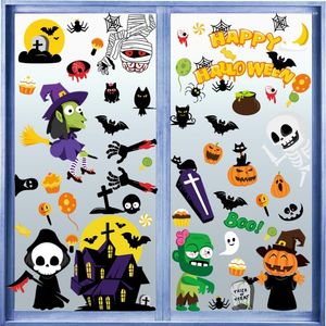 Stickers Muraux 126 Feuilles Fenêtre Décorations d'Halloween Autocollants Double Face Décor