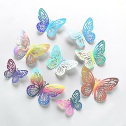 Muurstickers 12 stuks 3D stereo kleurrijke zilveren vlinder bruiloft festival feest ballon decoratie sticker woonkamer decoratie 230829