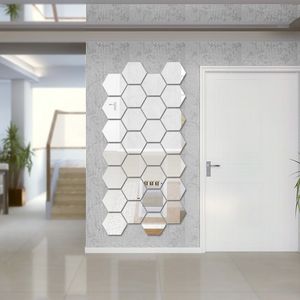 Stickers Muraux 12 pcs Hexagone Boule Salle De Bains Décor À La Maison Acrylique 3D Miroir Irrégulier Salon Décoration Mini Autocollant 230707