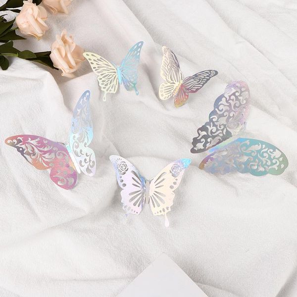 Pegatinas de pared 12 unids/lote efecto 3D mariposas de cristal pegatina hermosa mariposa para habitación de niños calcomanías decoración del hogar