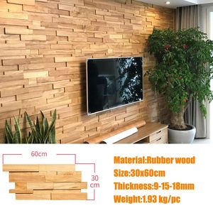 Stickers muraux 12pcs / Pack Nordic Solid Wood Carrelage Mosaïque 60x30CM Autocollant d'art 3D pour Singapour Home Entreprise / Bureau / TV Decor