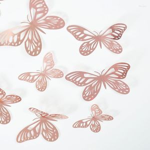 Stickers muraux 12 pièces/ensemble 3D creux papillon autocollant pour enfants chambres décoration de la maison décalcomanies cuisine aimant réfrigérateur Art