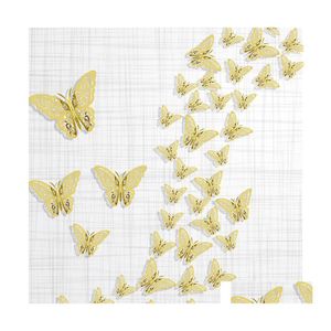 Autocollants muraux 12pcs / set rose or 3D Hollow Butterfly Sticker for Home Decor Butterflies Room Decoration Party Decors Wll993 OTOHV