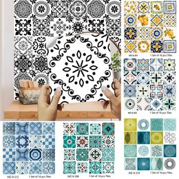 Muurstickers 16pcsSet Matte Waterpoof Tegelsticker Woondecoratie Schil Stok Behang Keuken Badkamer Garderobe Vloer PVC Kunst Muurschildering 231017