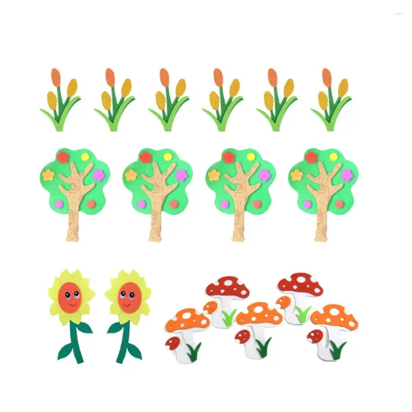Pegatizas de pared 17 piezas de plantas de diseño de plantas suministros de decoración de diseño de la pizarra del aula para la decoración de niños de jardín de infantes (6 pcs tuli