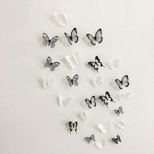 Muurstickers 18 stks 3d zwart -witte vlinder sticker art
