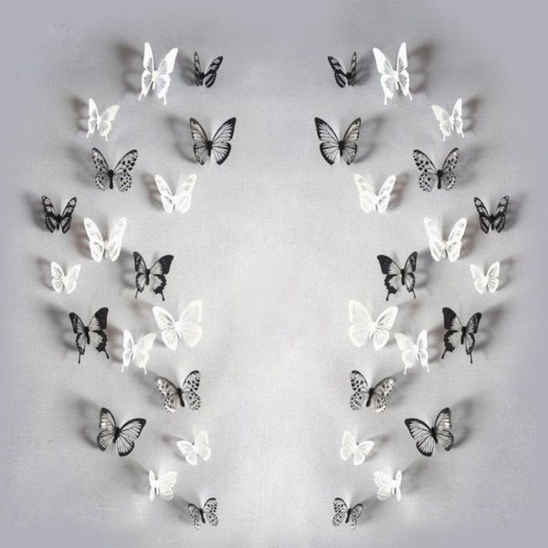 Stickers muraux 18pcs / lot 3D Cristal Papillons Autocollant Bricolage Papillon Pour La Décoration Intérieure Sur Le Mur, ou Faire Un Motif Selon La Conception