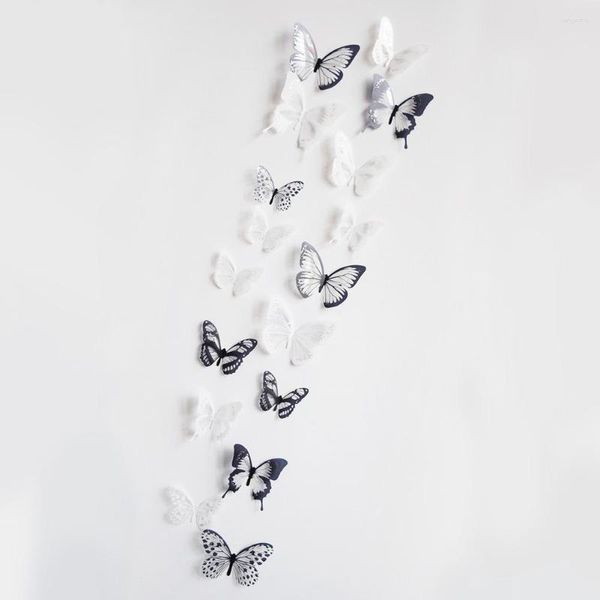 Pegatinas de pared 18 unids/lote efecto 3d mariposas de cristal pegatina hermosa mariposa para niños calcomanías de habitación decoración del hogar en el