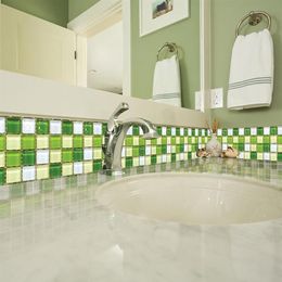 Autocollants muraux 18 pièces mosaïque cuisine salle de bains adhésif carrelage autocollant imperméable PVC décoration murs de fond Decor188r