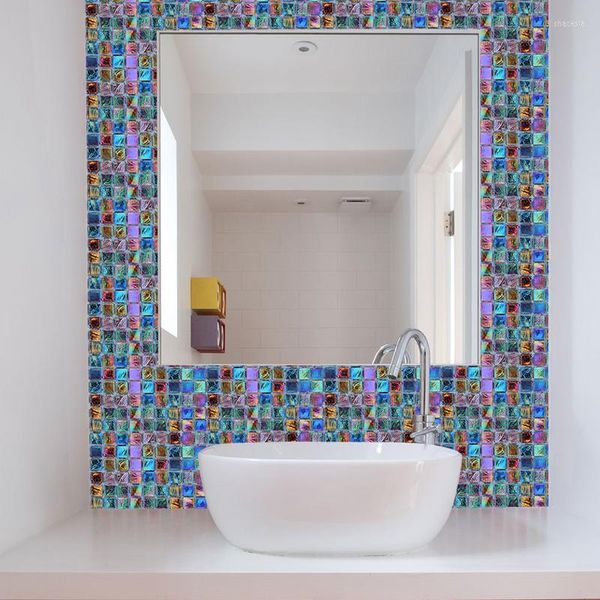 Pegatinas de pared 18 unids/set, pegatina de azulejos de cocina, mosaico, negro, gris, PVC, autoadhesivo, baño, impermeable, escalera, decoración de azulejos