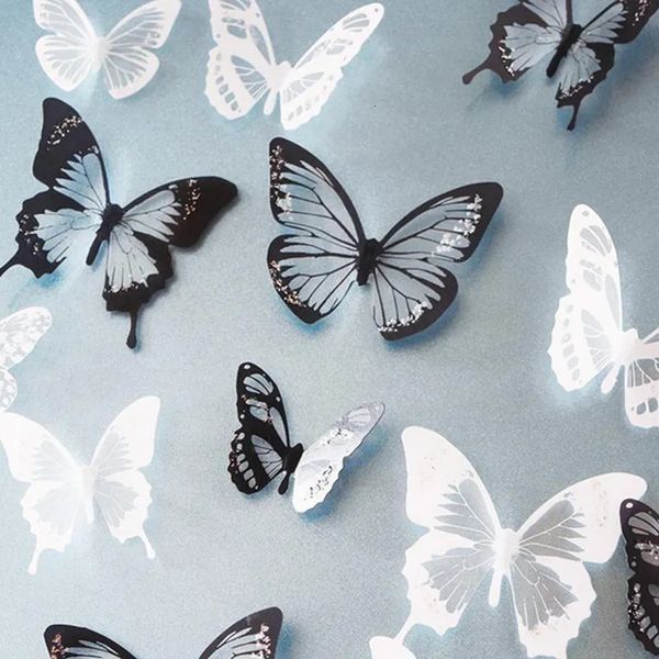 Stickers muraux 18pcsset 3D cristal papillon autocollant beaux papillons art décalcomanies décor à la maison décoration de mariage sur le 231019