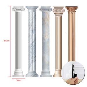 Pegatinas de pared 1 PC Auto adhesivo columna romana 3D para sala de estar TV Sofá Marco de fondo Decoración de papel extraíble 230307