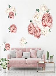 Pegatinas de pared 1 Uds 3D peonía rosa para sala de estar dormitorio 4060CM calcomanías Mural decoración del hogar Wallpaper8038102