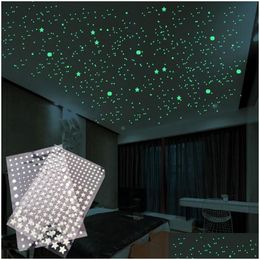 Stickers muraux 1pcs autocollant lumineux stéréo dot pentagonal étoile nuit logo fluorescent pour livraison directe maison jardin décor DHZ2I