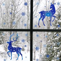 Muurstickers 1set verwijderbare kerst PVC statische sticker elanden raam verfraaid Snowflake Decals Jaar feest huisglas decor