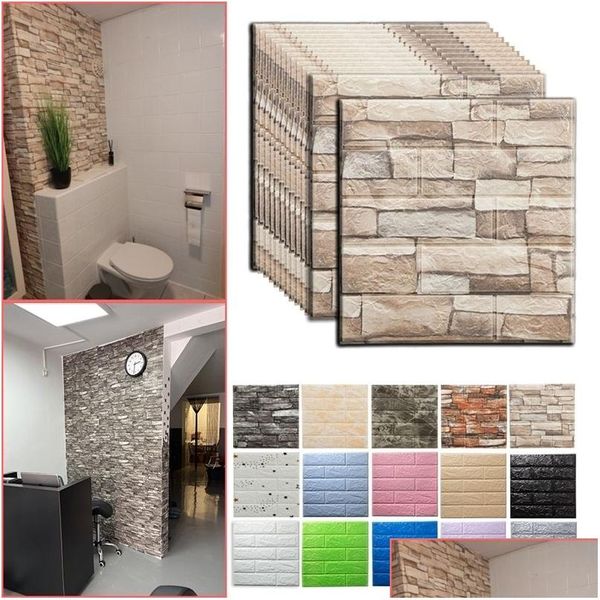 Pegatinas de pared 20/45 unids Espuma 3D Panel autoadhesivo Decoración para el hogar Sala de estar Dormitorio Decoración de la casa Baño Papel tapiz de ladrillo 220421 D Dhnny