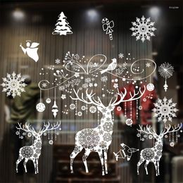 Stickers muraux 2023 Happy Year décorations de noël maison flocon de neige maison autocollant boutique fenêtre verre décoration PVC Navidad