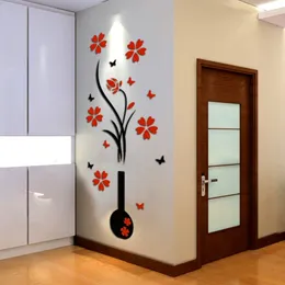 Autocollants muraux 2024 DIY Vase Flower Tree 3D Decal Home Decor Adesivo De Parede Fonds d'écran pour le salon décorations de cuisine