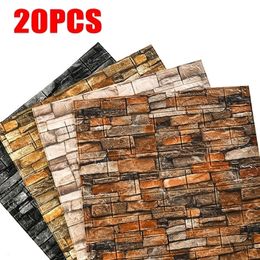 Wandstickers 20 stc XPE schuim 3D Retro baksteenpatroon Zelfklevend waterdicht paneel woonkamer slaapkamer thuis decor papier 230307