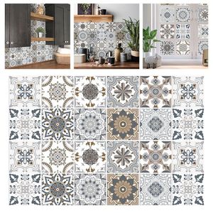 Pegatinas de pared 24 unids Backsplash Tile Peel Stick Sticky Sticky Impermeable Removible Piso Escalera Calcomanías para decoración de cocina de baño