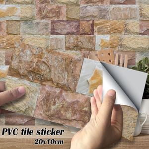 Stickers muraux 27pcs 3D tridimensionnel auto-adhésif PVC carreaux de céramique pierre brique autocollant ensemble cuisine salle de bains mosaïque décalque 20x10cm