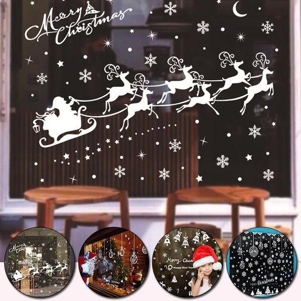 Pegatinas de pared 29,5*43 cm copo de nieve blanco ventana de cristal de Navidad pegatinas de habitación decoraciones para regalo de año del hogar