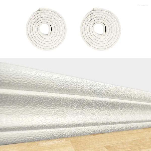 Pegatinas de pared 2 unids Autoadhesivo Línea de rodapié impermeable con borde decorativo 3D Kick Cintura Sala de estar Zócalo