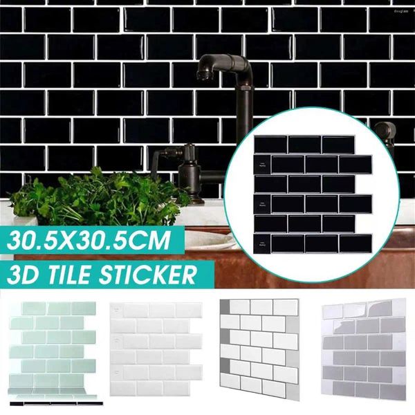 Autocollants muraux 30,5x30.5 cm Sticker Autocollant Sticker 12x12 pouces amovible Faux Brick Stick-on imperméable Solid Home Decor