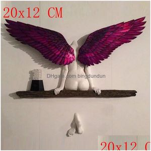 Muurstickers 30Cm Engel Art Scpture Decoratie 3D Standbeeld Woonkamer Slaapkamer Home Decor Tuin Kunstwerk Vleugels Drop Levering Dheaf
