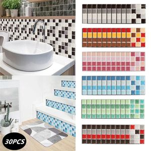 Autocollants muraux 30pcs carreaux de mosaïque bricolage étanche salle de bains cuisine plancher autocollants auto-adhésifs