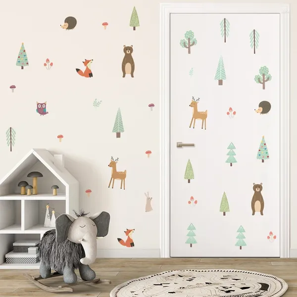 Autocollants muraux 30pcs / Set mignon INS Forest Animal autocollant diy pour enfants Porte de chambre Fenêtre décorative Dorm