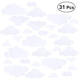 Stickers muraux 31pcs gros nuages décalcomanies autocollant bricolage amovible art décor pour salon pépinière enfants (blanc)