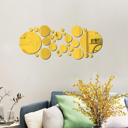 Muurstickers 32 stks/set geometrische maat ronde vorm acryl spiegel diy wallpaper home decor woonkamer studie kantoor eenvoud