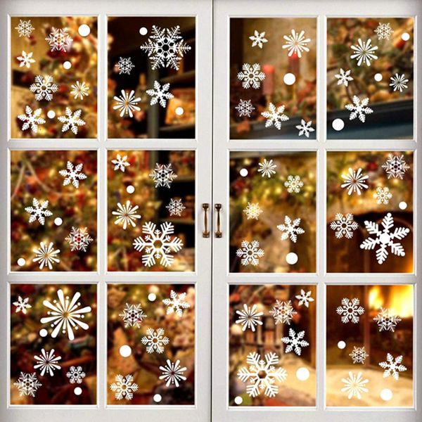 Stickers muraux 36 pcslot blanc flocon de neige noël Stickers muraux verre fenêtre autocollant décorations de noël pour la maison année cadeau Navidad 230329