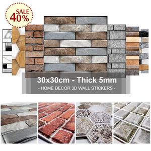 Stickers muraux 3D 30x30cm Résistant à l'eau et à l'huile Ne se décolore pas Papiers peints Imitation Brique Carrelage Pierre grain pavé pour la décoration de la maison 230221