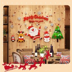 Pegatinas de pared 3d acrílico tienda de Navidad decoración de ventanas de vidrio diseño de escena tridimensional Santa Claus Pegatinas De Pared