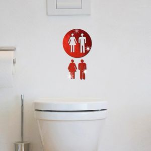 Stickers muraux 3D Acrylique Stéréo Miroir Autocollant Auto-Adhésif Panneau D'avertissement Salle De Bains Toilette Hommes Et Femmes Logo Décoration Xqmg