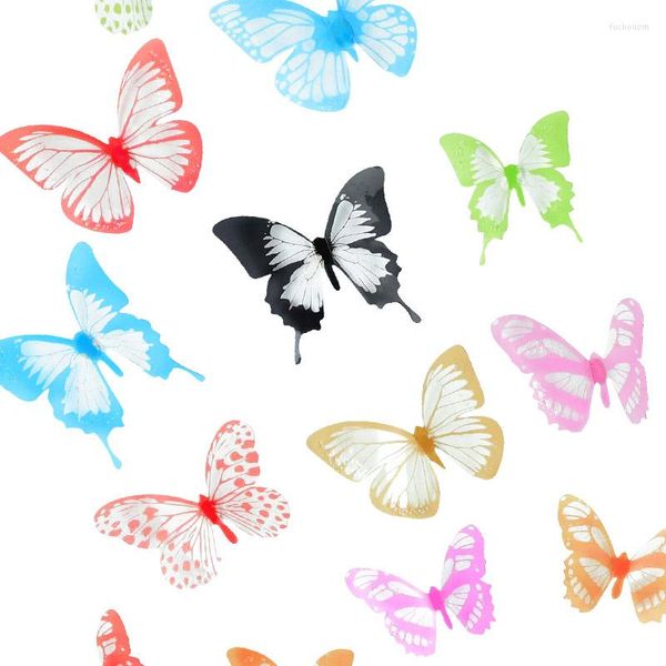 Pegatinas de pared 3D mariposas creativas mariposas colores mezclados decoración del hogar nevera decoración de la habitación de los niños calcomanías artísticas