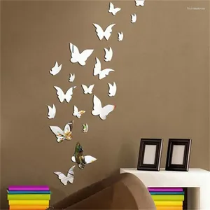 Stickers muraux 3D papillon miroir autocollant décalcomanie art amovible décoration de mariage chambre d'enfants décor à la maison