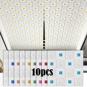 Stickers muraux 3D Plafond Stéréo Panneau Toit Décoration Mousse Papier Peint Étanche DIY Décor À La Maison Salon Chambre TV Fond1