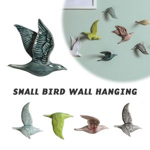 Stickers muraux 3D Céramique Oiseau Creative Wall Sticker Suspendu Nordic Home Décoration Murale Salon Animal Statue TV Fond Monté Hirondelles 230621