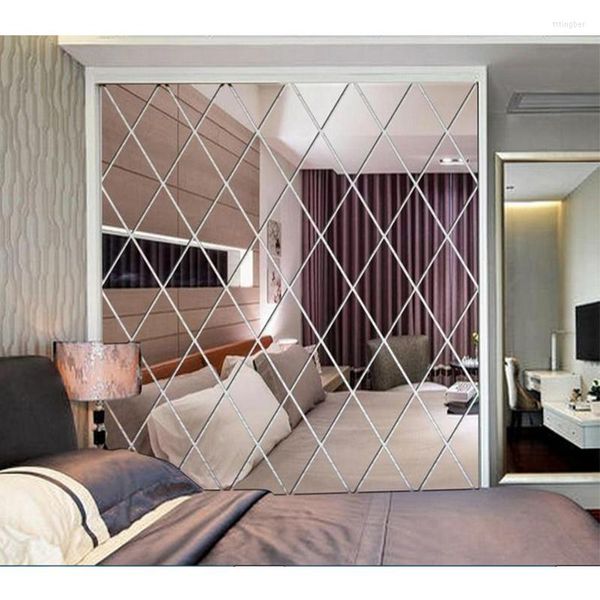 Stickers muraux 3D diamants miroir Triangles bricolage acrylique auto-adhésif chambre TV fond décor maison Art carreaux