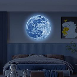 Muurstickers 3D Lichtgevende Maan Sticker Esthetische Decor PVC Fluorescerende Glow in The Dark Creatieve Kid Slaapkamer 231017