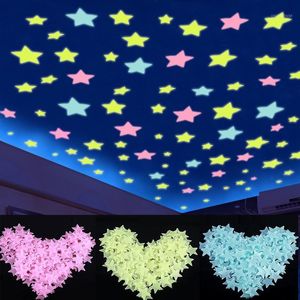 Wandstickers 3D Luminous Stars Dots Sticker Glow in Dark Fluorescent voor kinderen babykamer slaapkamer plafond home decor1