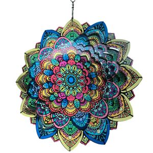 Muurstickers 3D Mandala Hangende Windgong Home Decor Roestvrij Staal Balkon Tuindecoratie Buiten Hanger Spinner Sublimatieset 230928