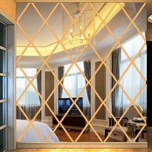 Wandstickers 3D Mirror Decor Acryl Diamonds Triangles Sticker voor woonkamer slaapkamer huisdecoratie accessoires